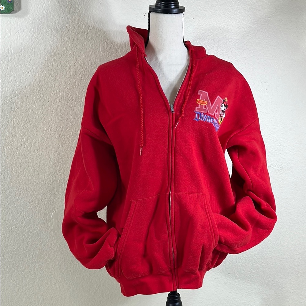 Disney Red Zip-Up Hoodie with Logo